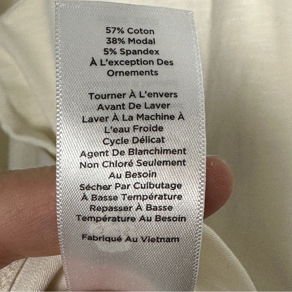 Talbots off-white long sleeved tee, size M. Embellished. Cotton blend. - Picture 5 of 8